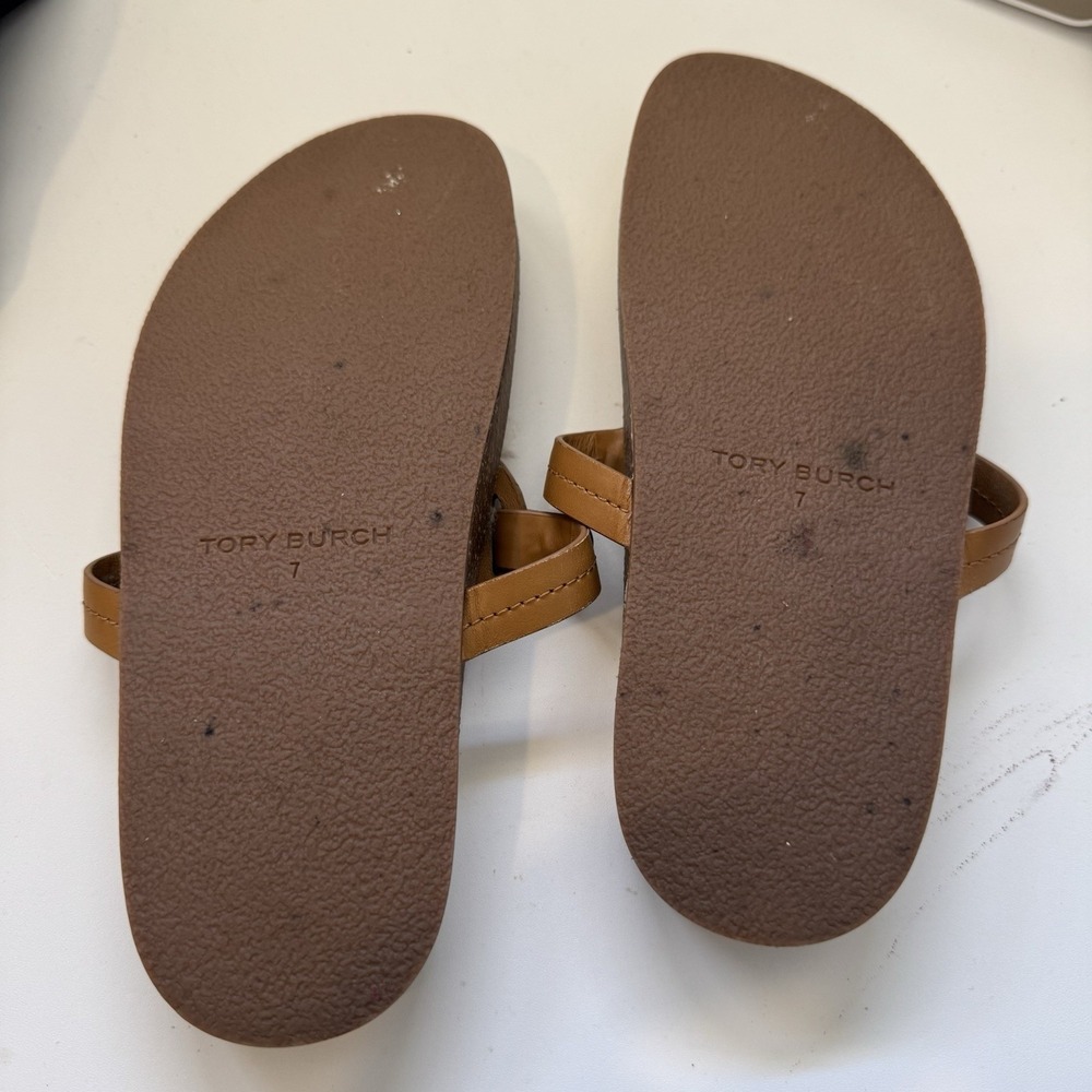 Tory Burch Miller Cloud Shearling Slide Sandals Size 7 Camel EUC Cork Footbed - Picture 5 of 9